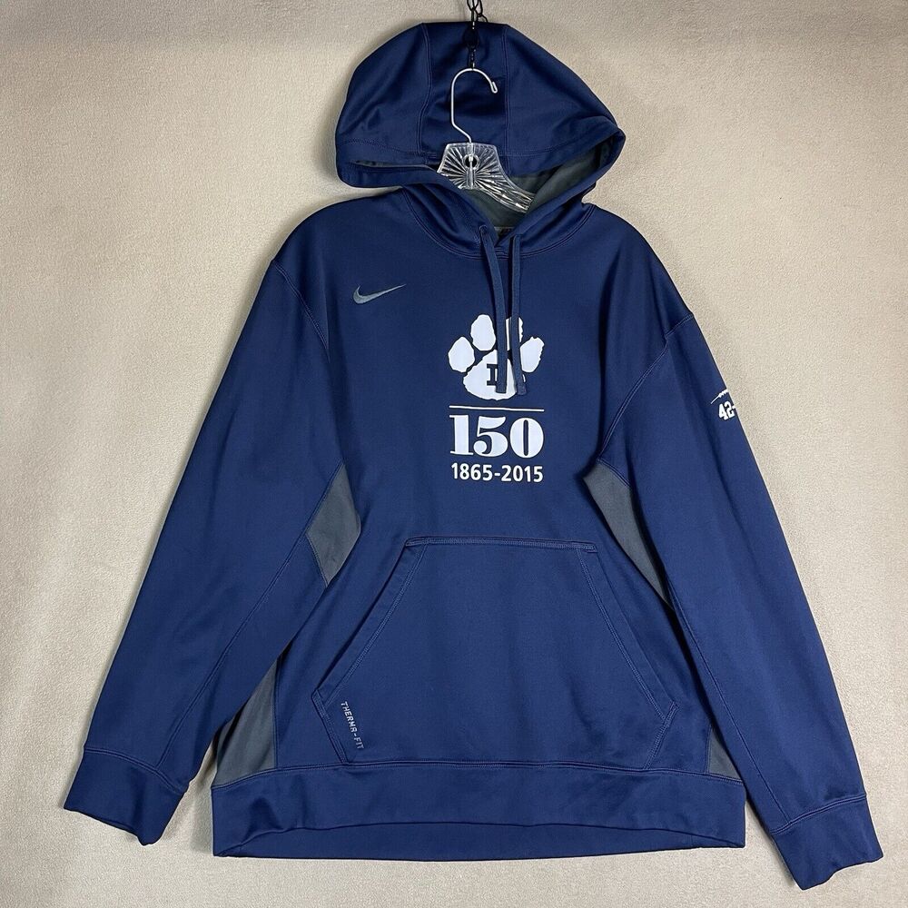 Nike Hoodie Mens XL Blue Therma Fit Printed Football Logo Pullover Sweatshirt